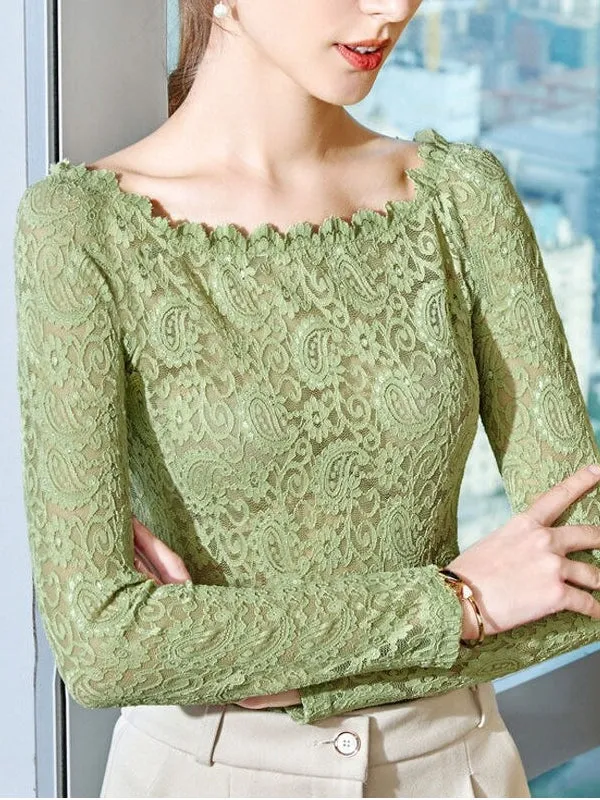 Sexy Lace Top Hollow Out Off Shoulder Lace Blouse