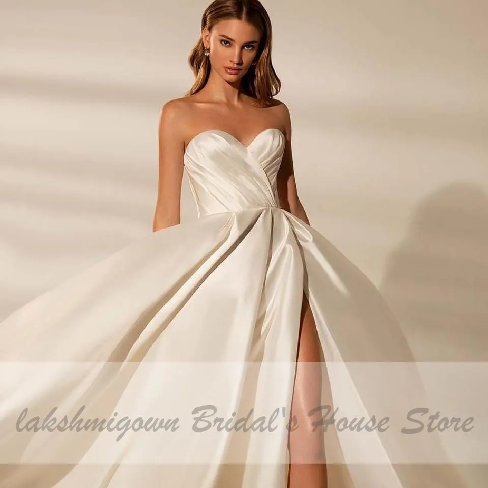 Sexy Off the Shoulder Satin Bridal Dresses Wedding Gowns