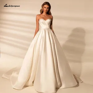Sexy Off the Shoulder Satin Bridal Dresses Wedding Gowns
