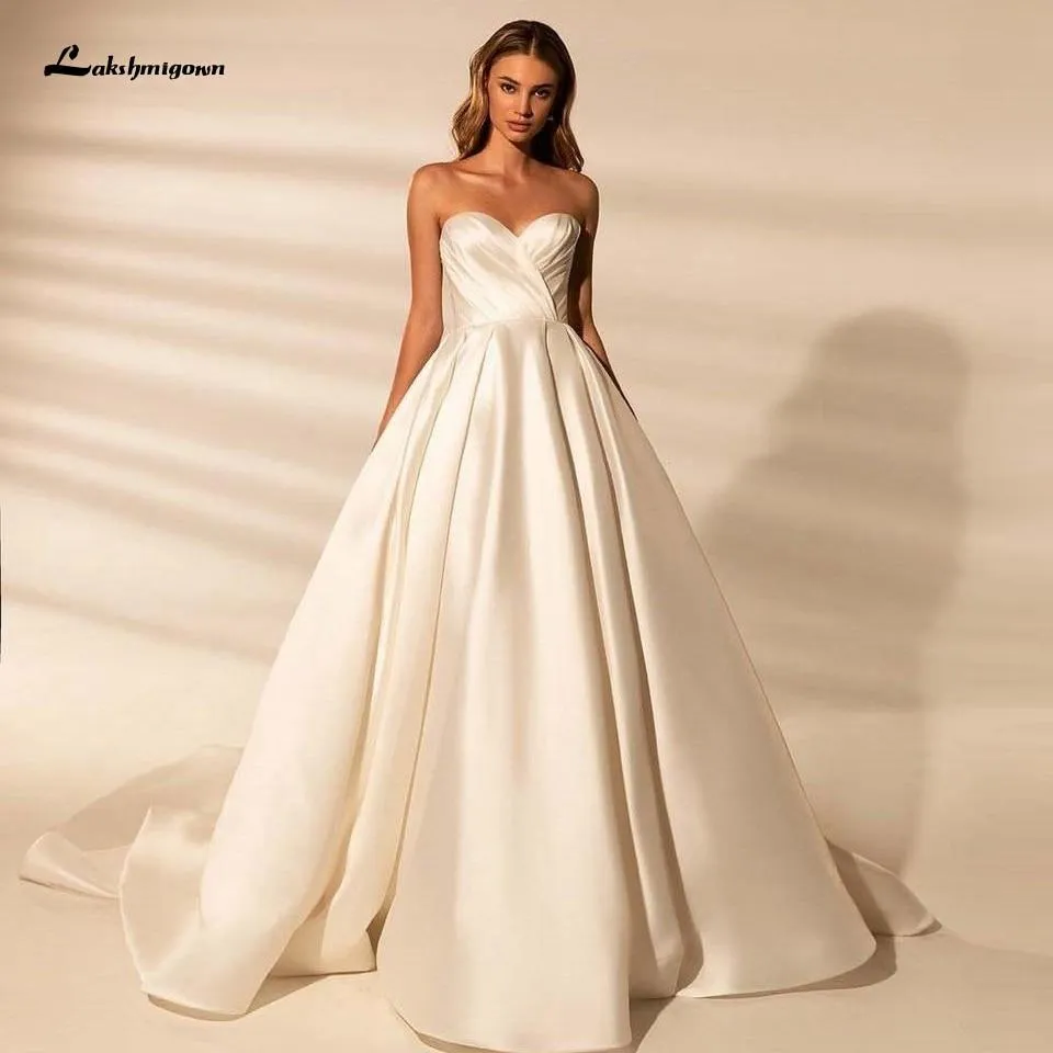 Sexy Off the Shoulder Satin Bridal Dresses Wedding Gowns