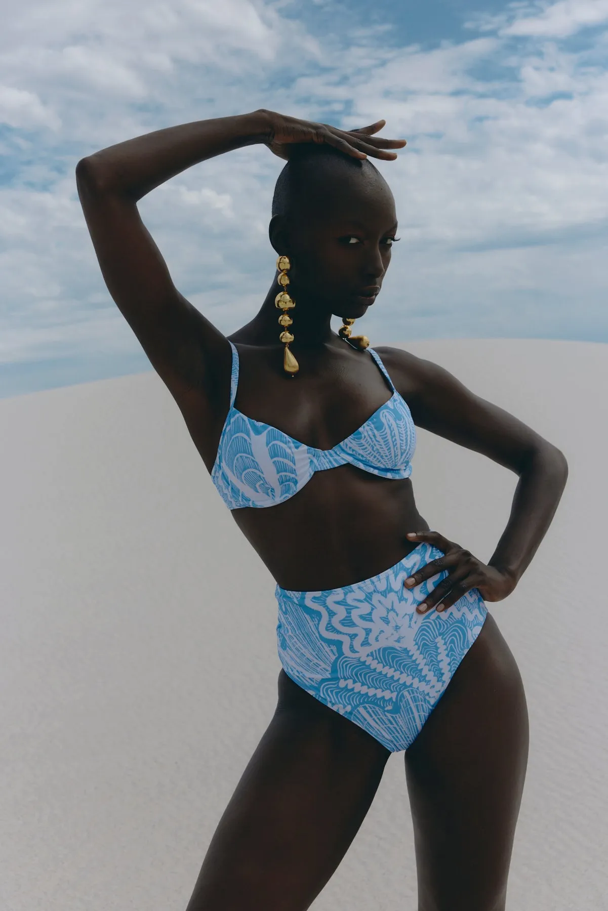 Shellegance Blue Abstract Shells - Lyra Bikini Top