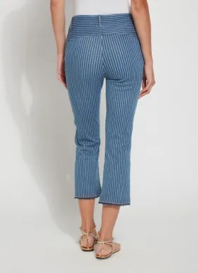 Shelli Crop Flare Denim | Midwash Pinstripe