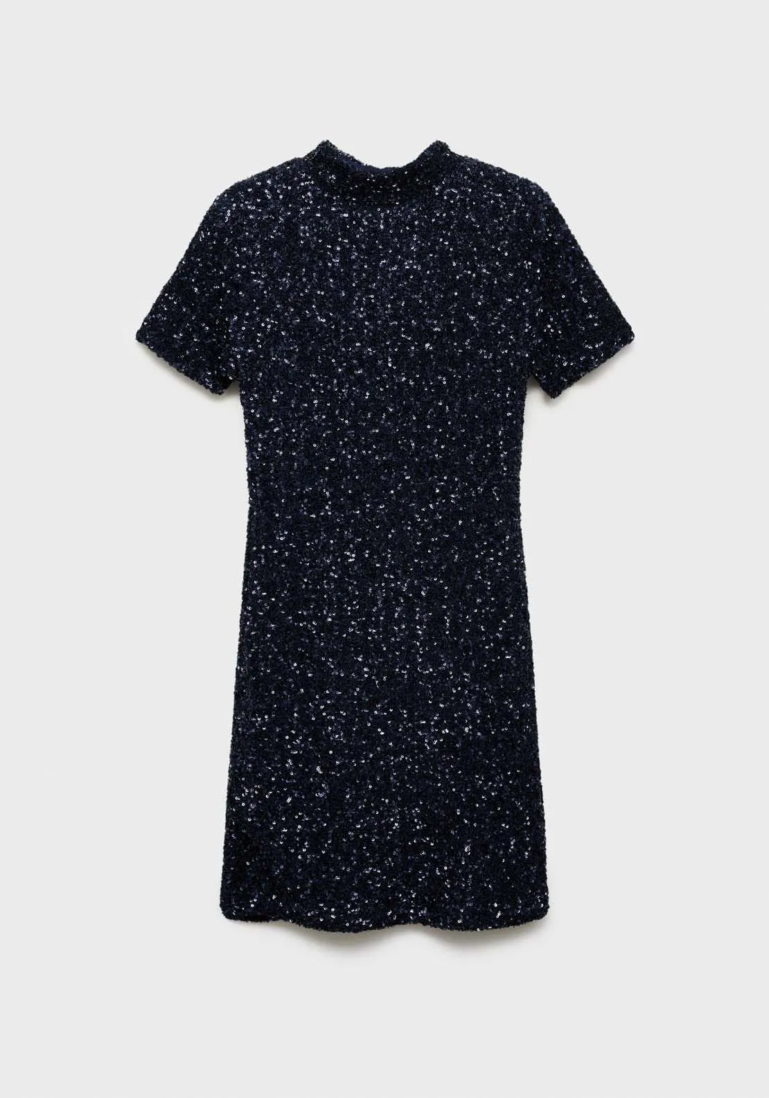Short-sleeved sequin dress - Dark Blue