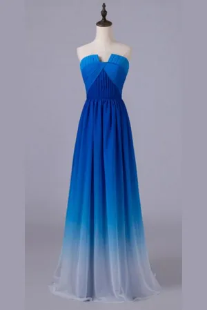 Simple Elegant Ombre Chiffon A-line Bridesmiad Dresses For Wedding Prom Gowns