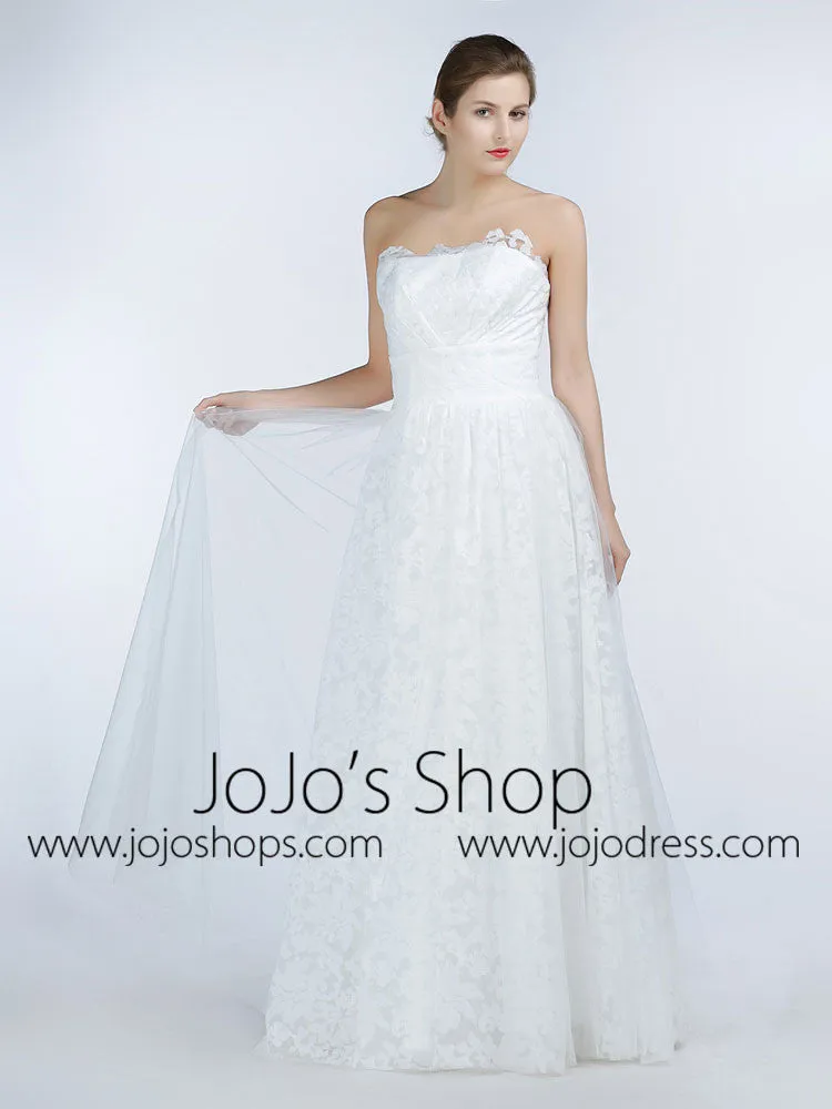 Simple Strapless Lace A-line Wedding Dress