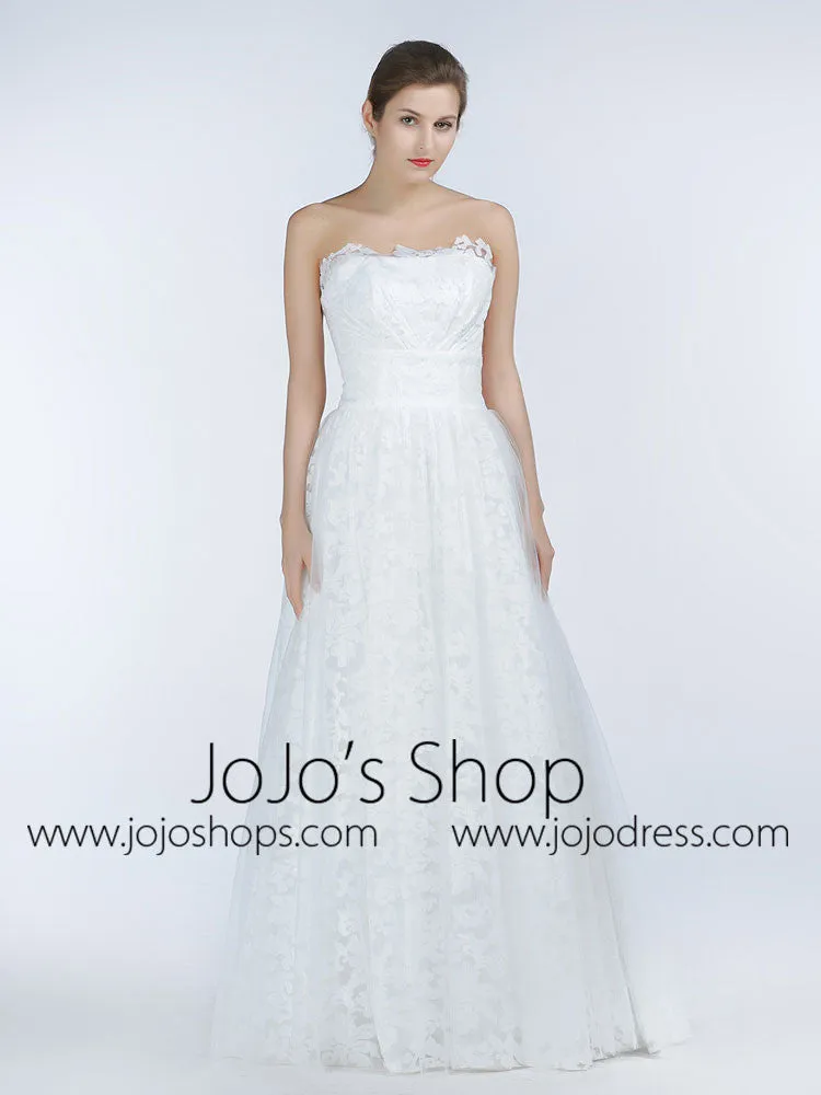 Simple Strapless Lace A-line Wedding Dress