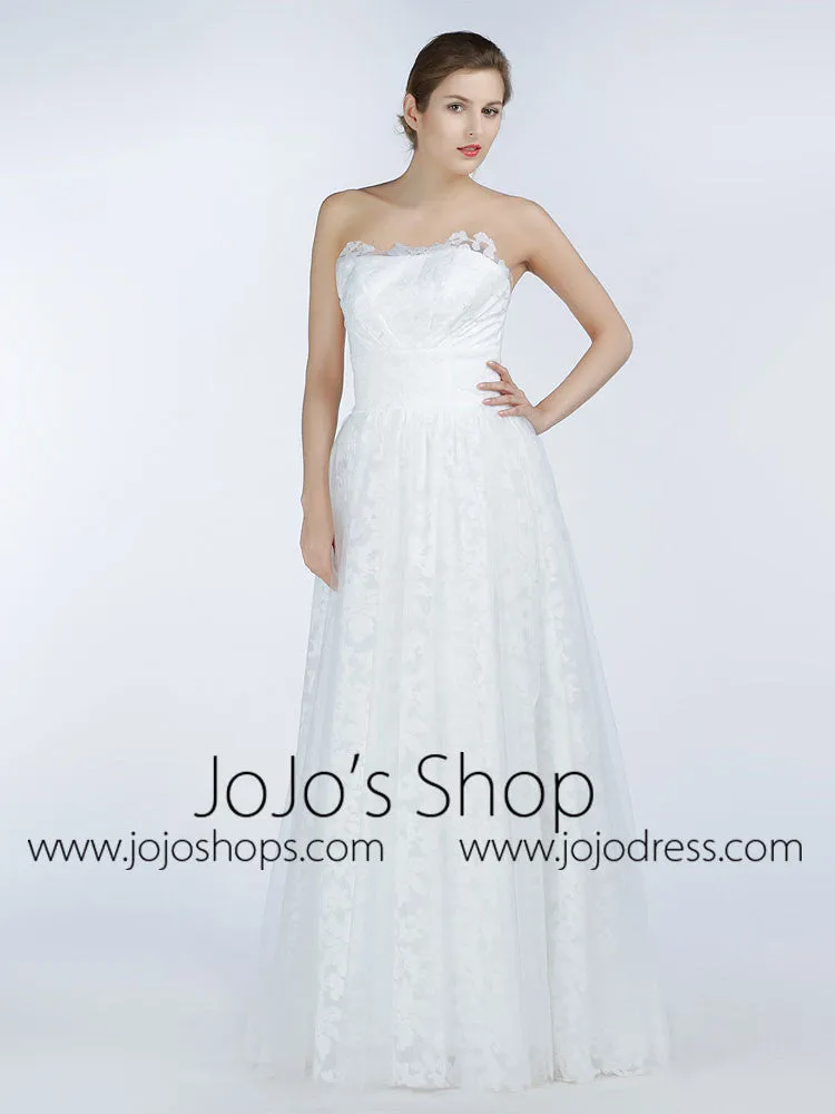 Simple Strapless Lace A-line Wedding Dress