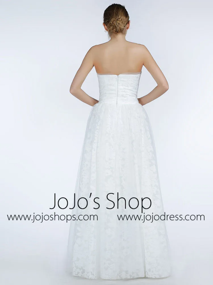 Simple Strapless Lace A-line Wedding Dress