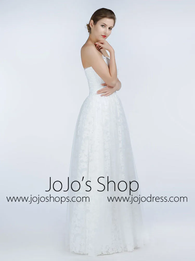 Simple Strapless Lace A-line Wedding Dress