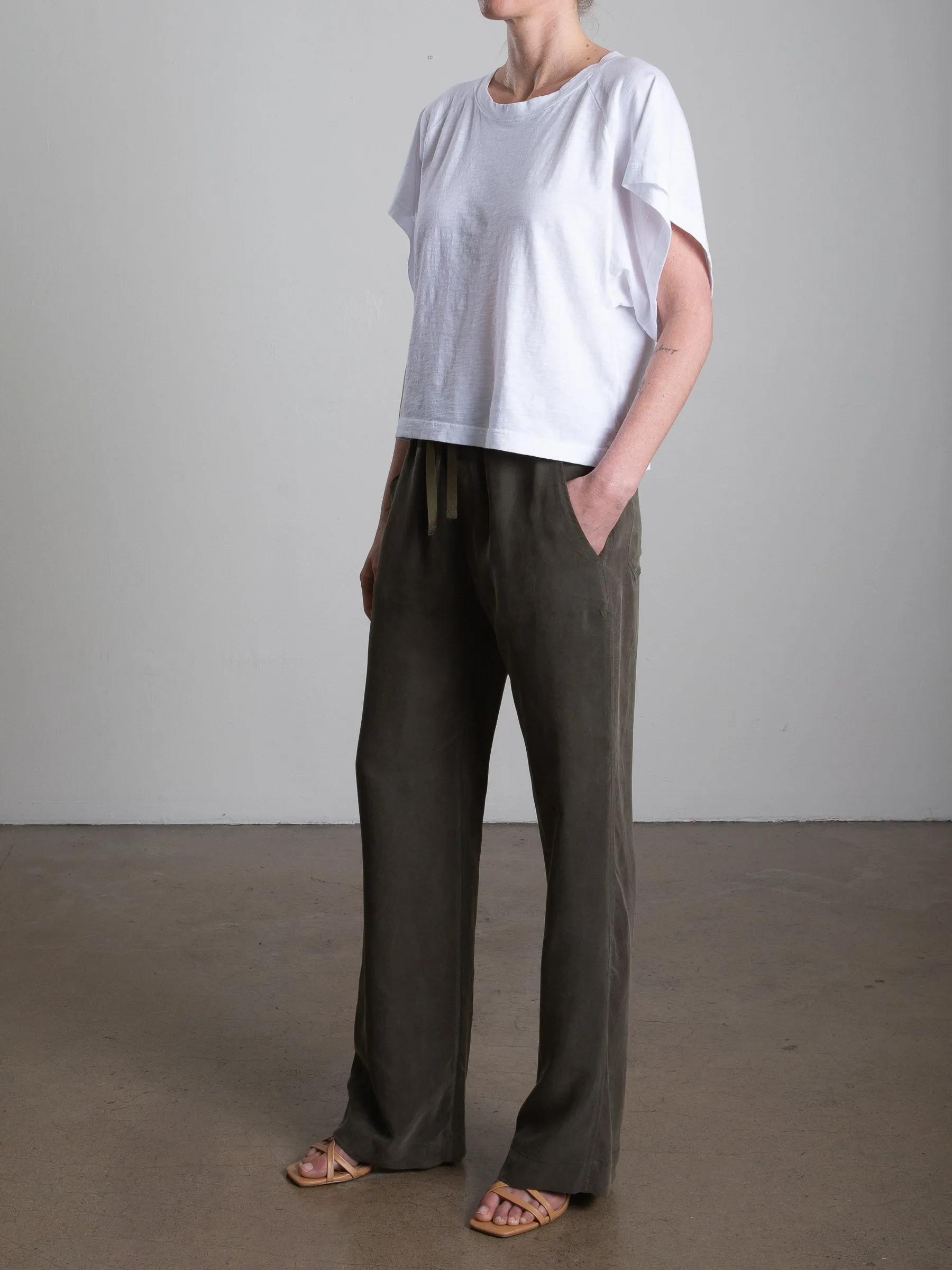 Sloane Mid-Rise Pant in Cupro - Military