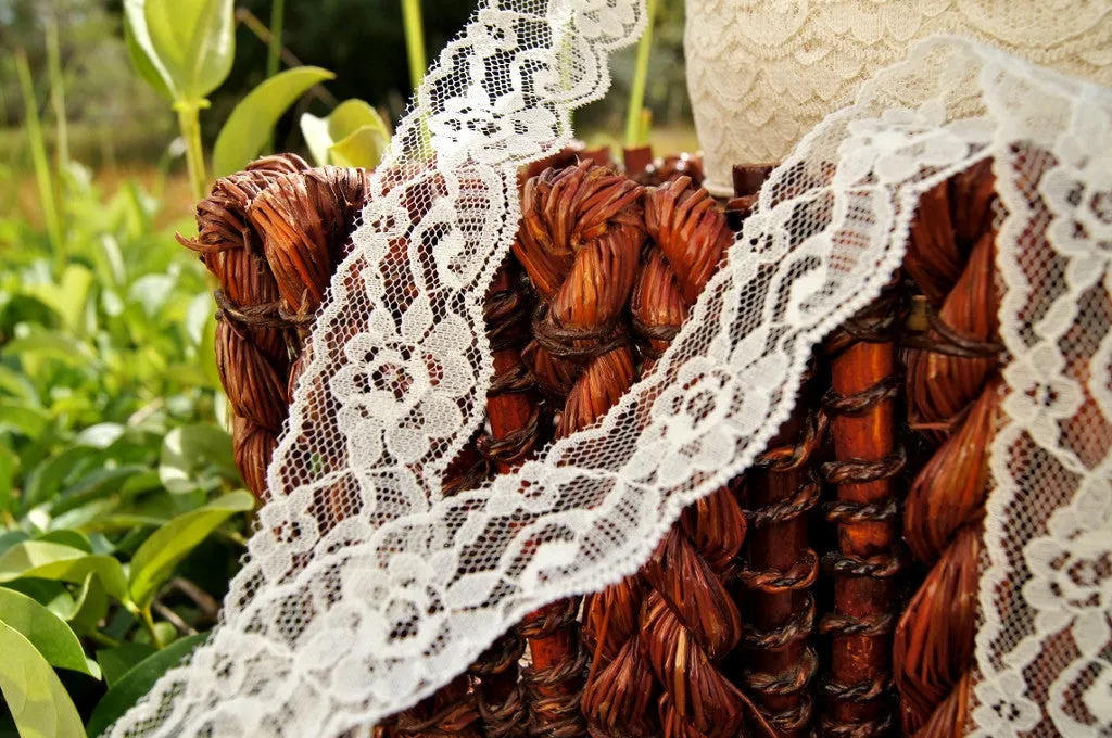 Soft Cream Scalloped Floral Lace Trim 1⅜" wide