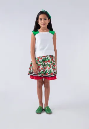 Squared Blouse And Printed Skirt Set