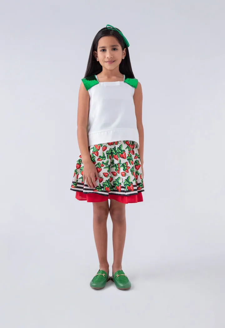 Squared Blouse And Printed Skirt Set