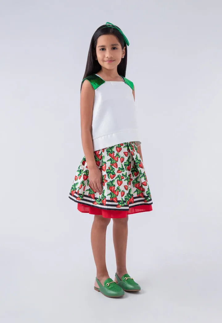 Squared Blouse And Printed Skirt Set