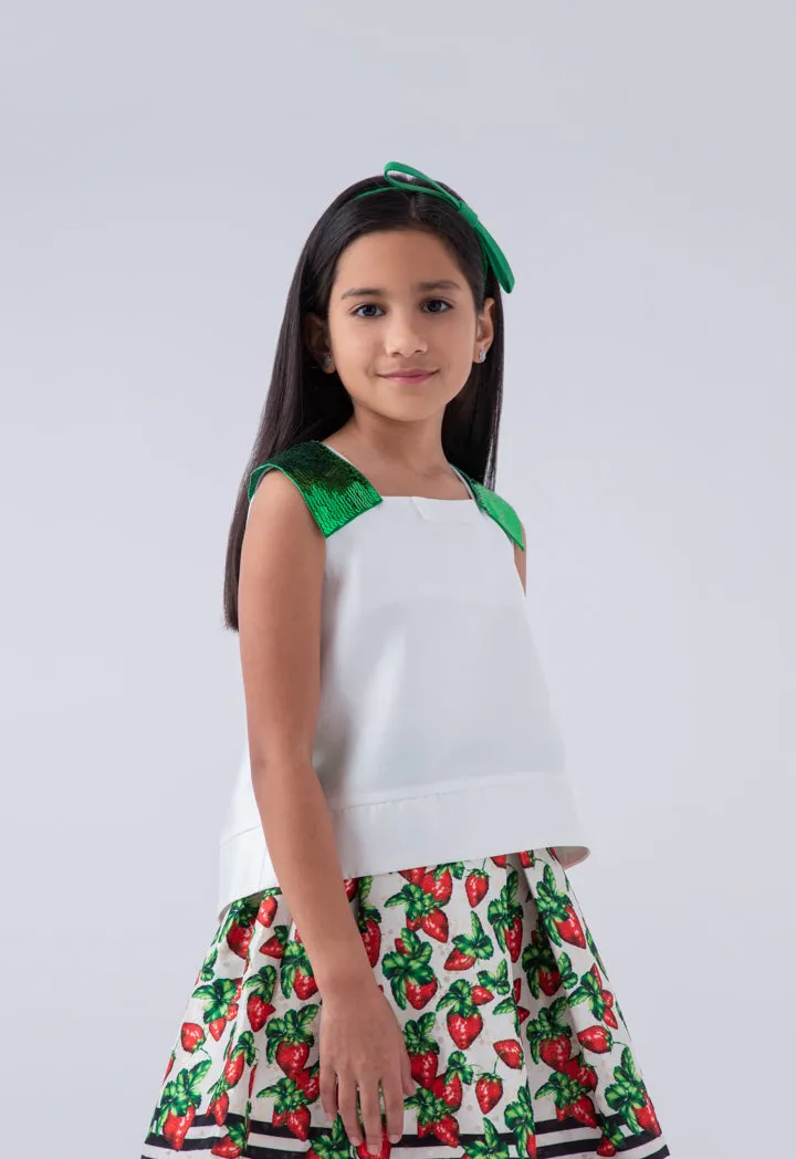 Squared Blouse And Printed Skirt Set
