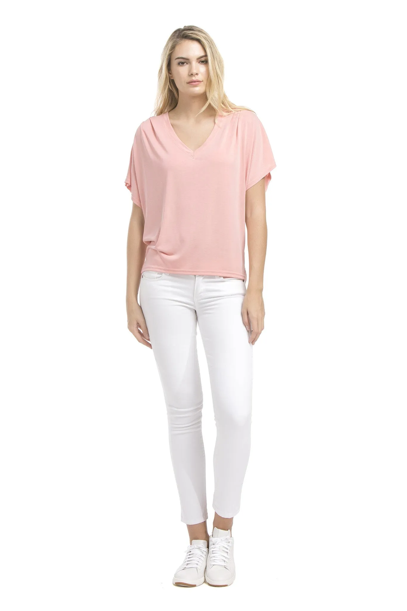 Sslv Shoulder Pleated Top | Ash Coral