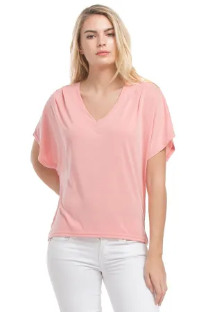 Sslv Shoulder Pleated Top | Ash Coral