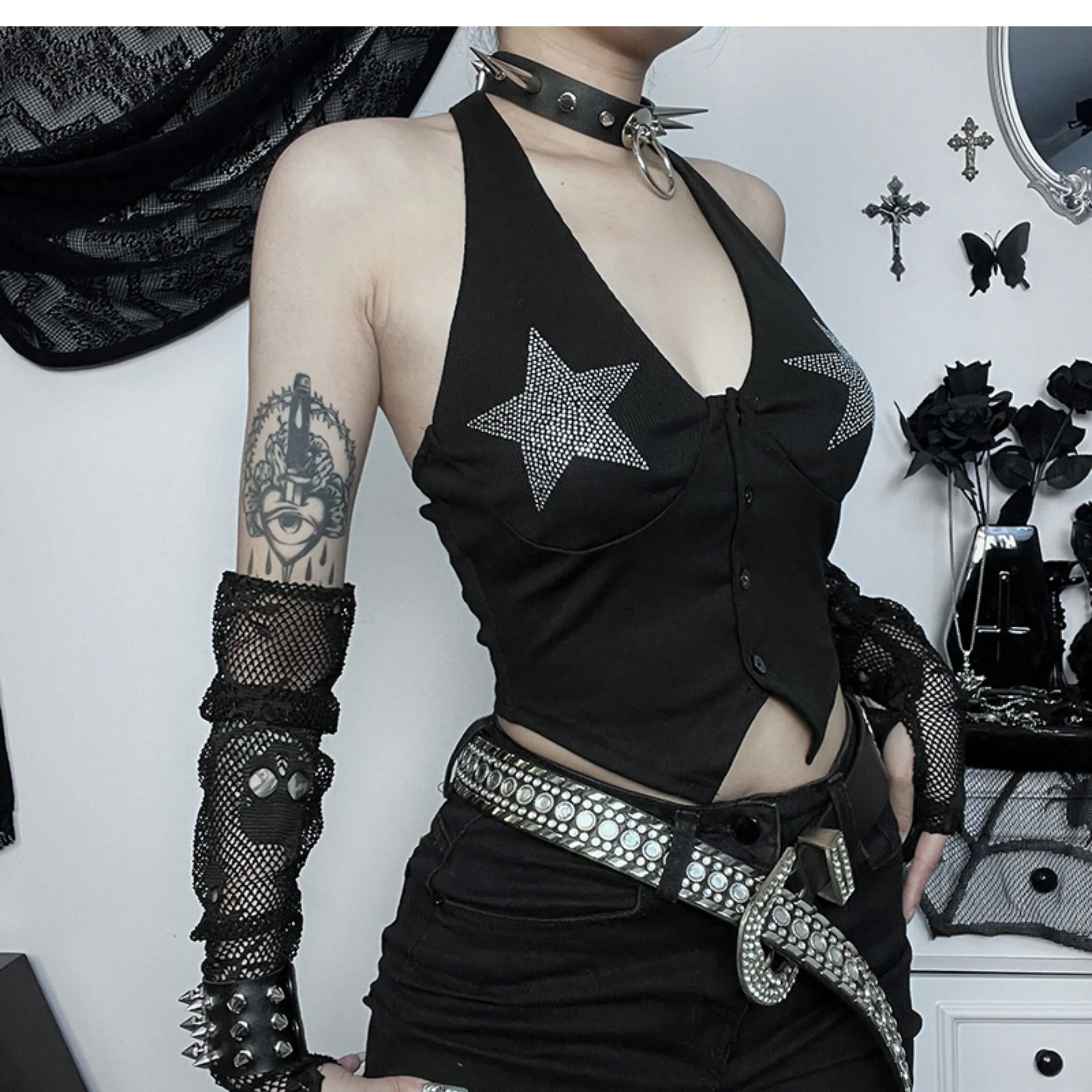star halter vest   KF70029