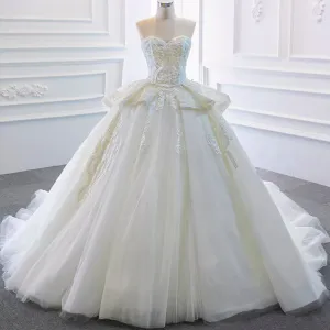 Strapless Lace Princess Wedding Dress Sweetheart Bridal Gown