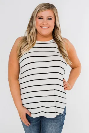 Striped Halter Tank Top- Ivory