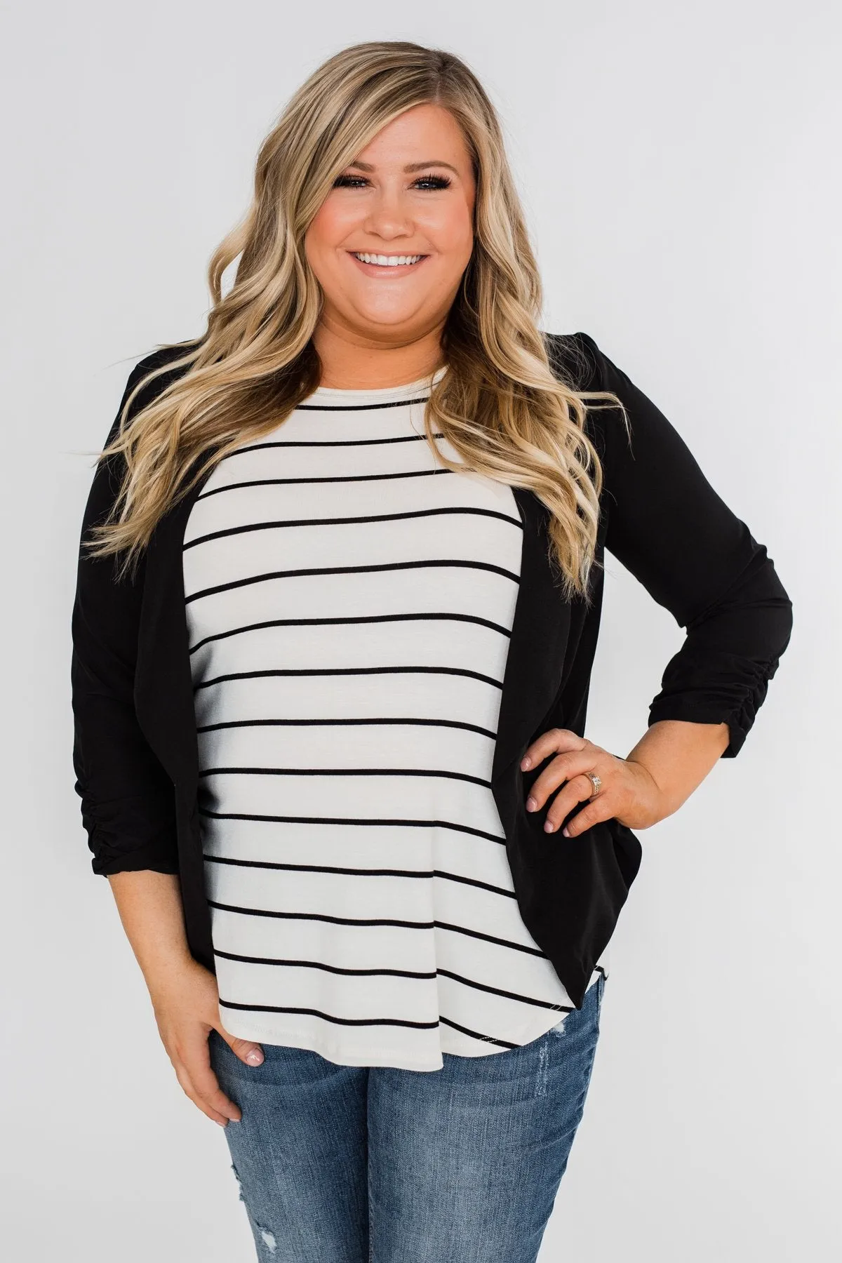 Striped Halter Tank Top- Ivory