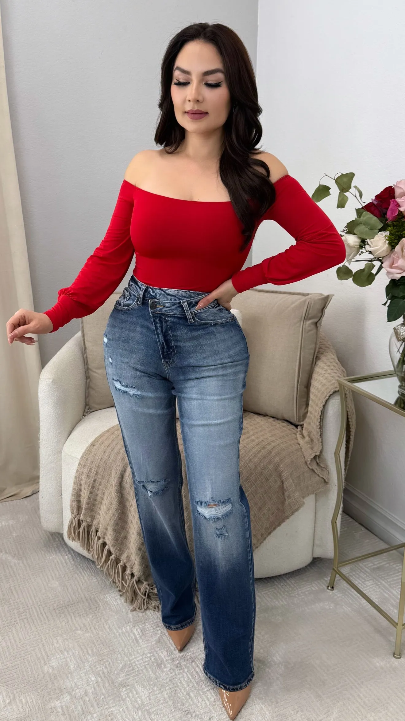 STUCK ON YOU RED BODYSUIT