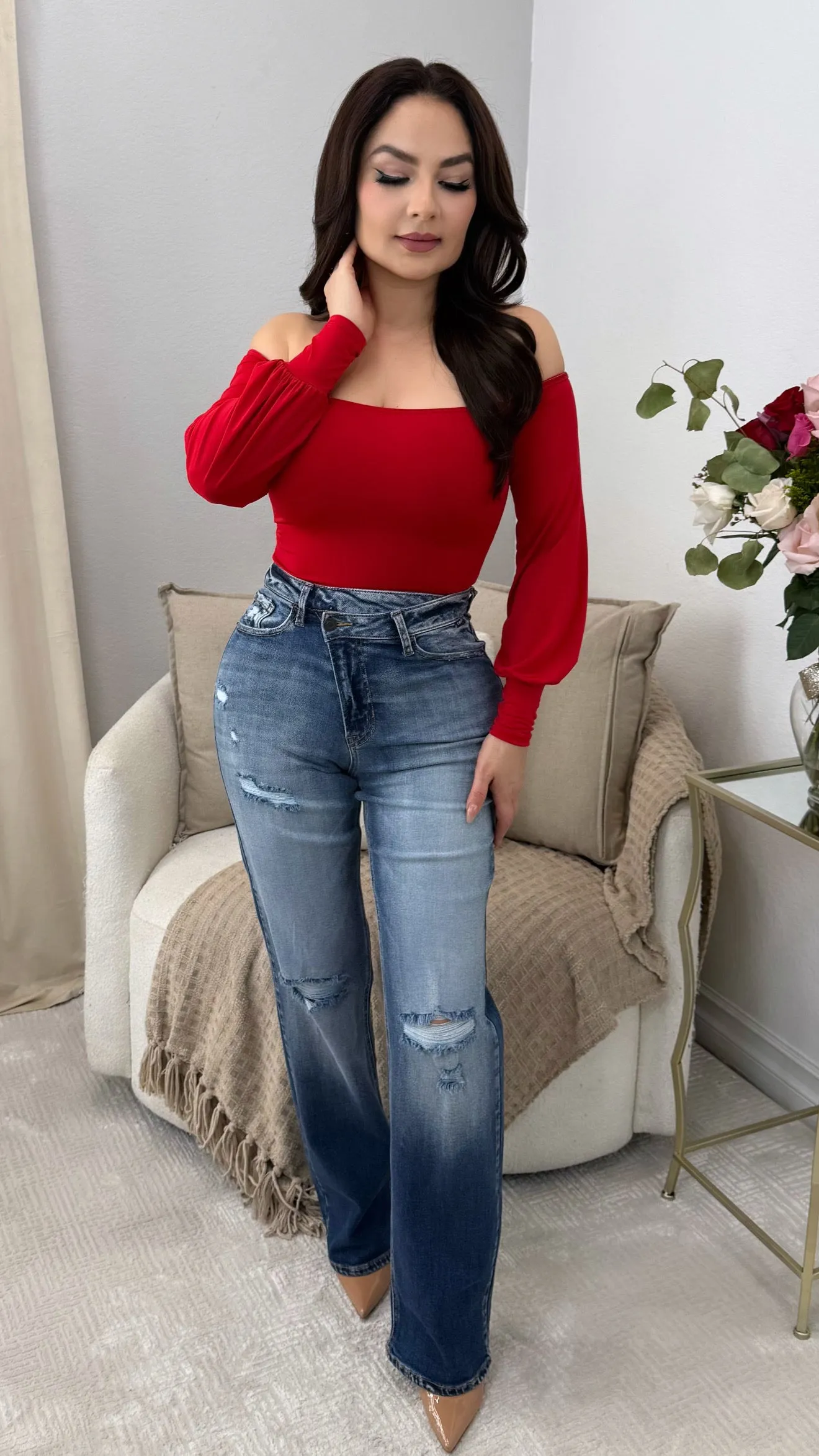 STUCK ON YOU RED BODYSUIT
