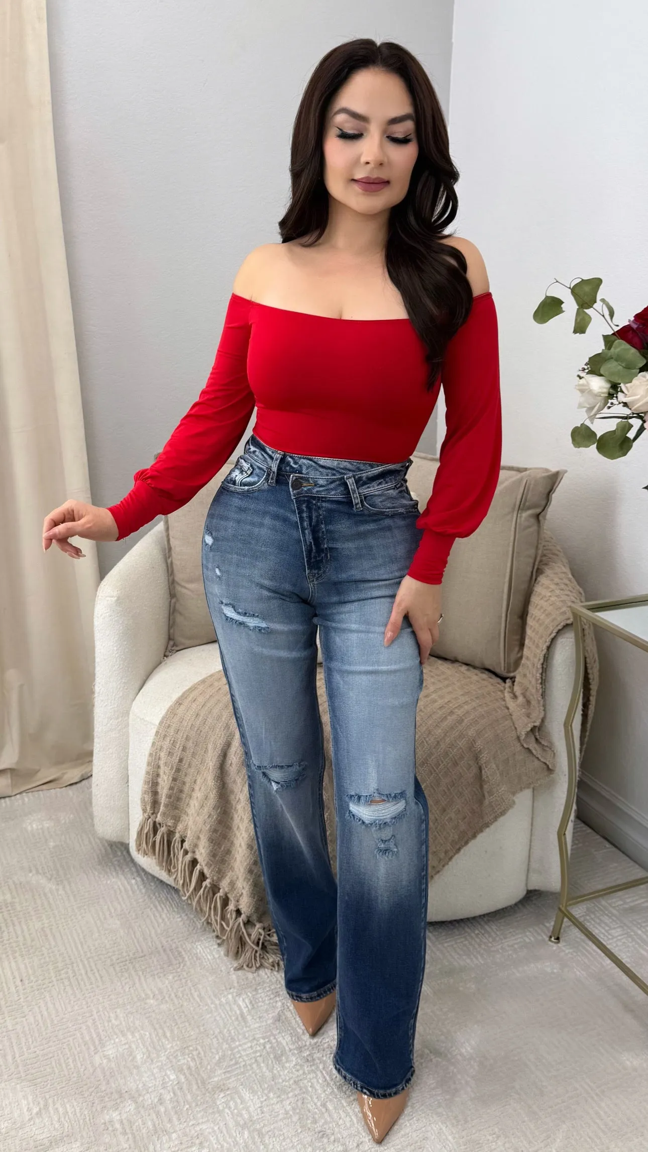 STUCK ON YOU RED BODYSUIT