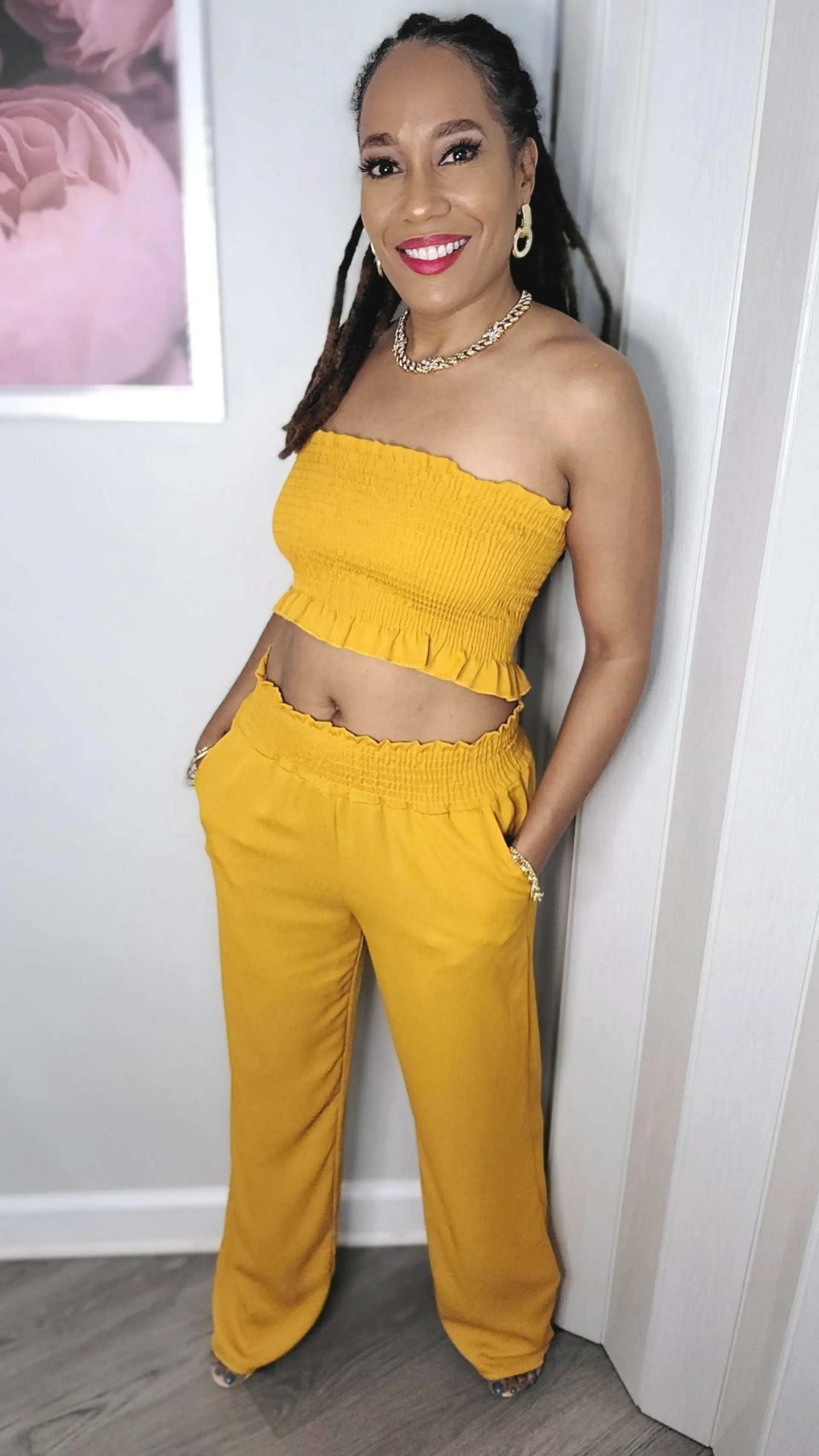 Sunset Palazzo Pants Set | Mustard