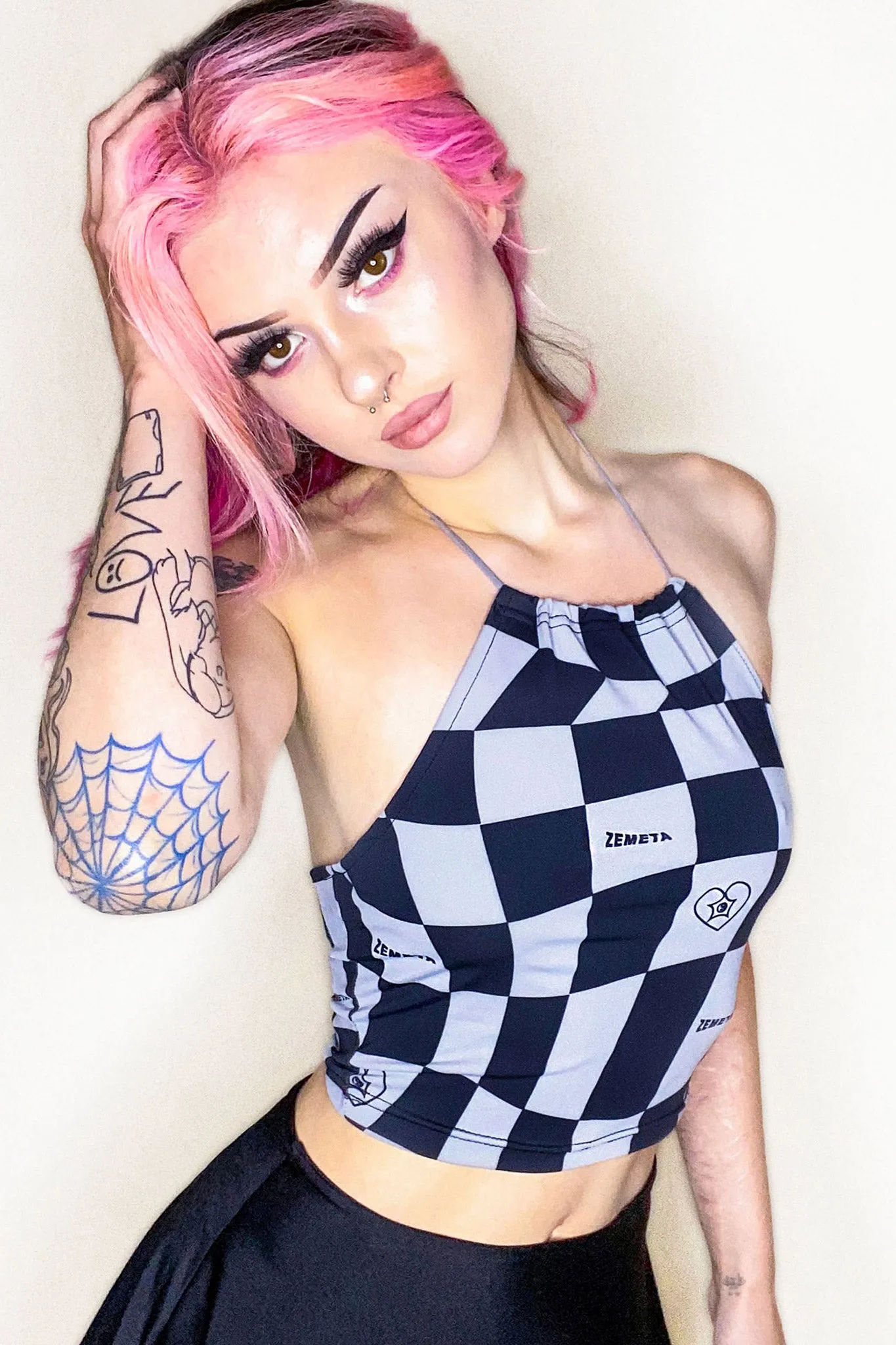 Surreal Checkered Halter Top