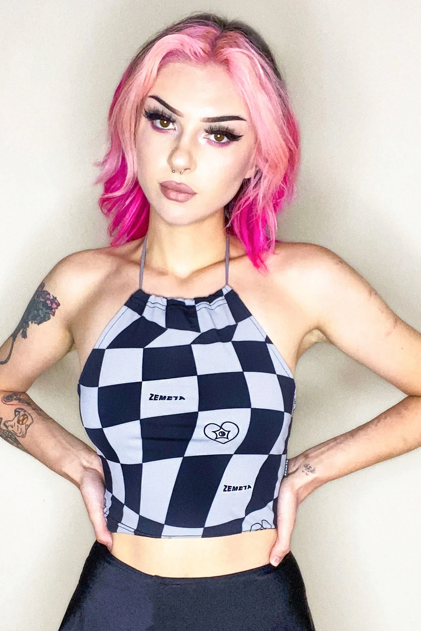 Surreal Checkered Halter Top