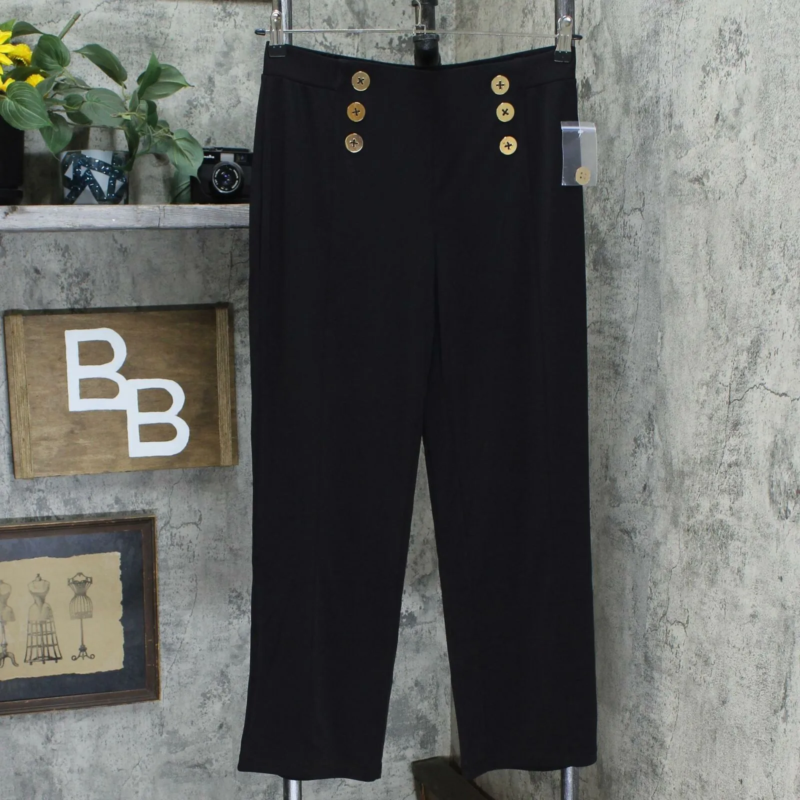 Susan Graver Petite Liquid Knit Pull-On Pants with Button Trim