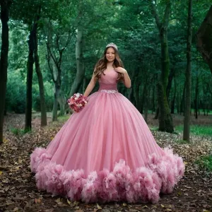 Sweet 16 Pink Quinceanera Dresses Off Shoulder Ruched Ball Gown Sweet 15 Dress Prom Gowns