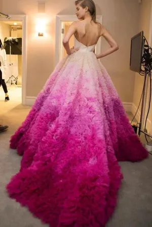 Sweetheart Multi-layers Colorful Wedding Dresses with Thin Straps