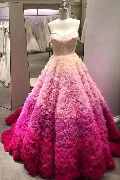 Sweetheart Multi-layers Colorful Wedding Dresses with Thin Straps