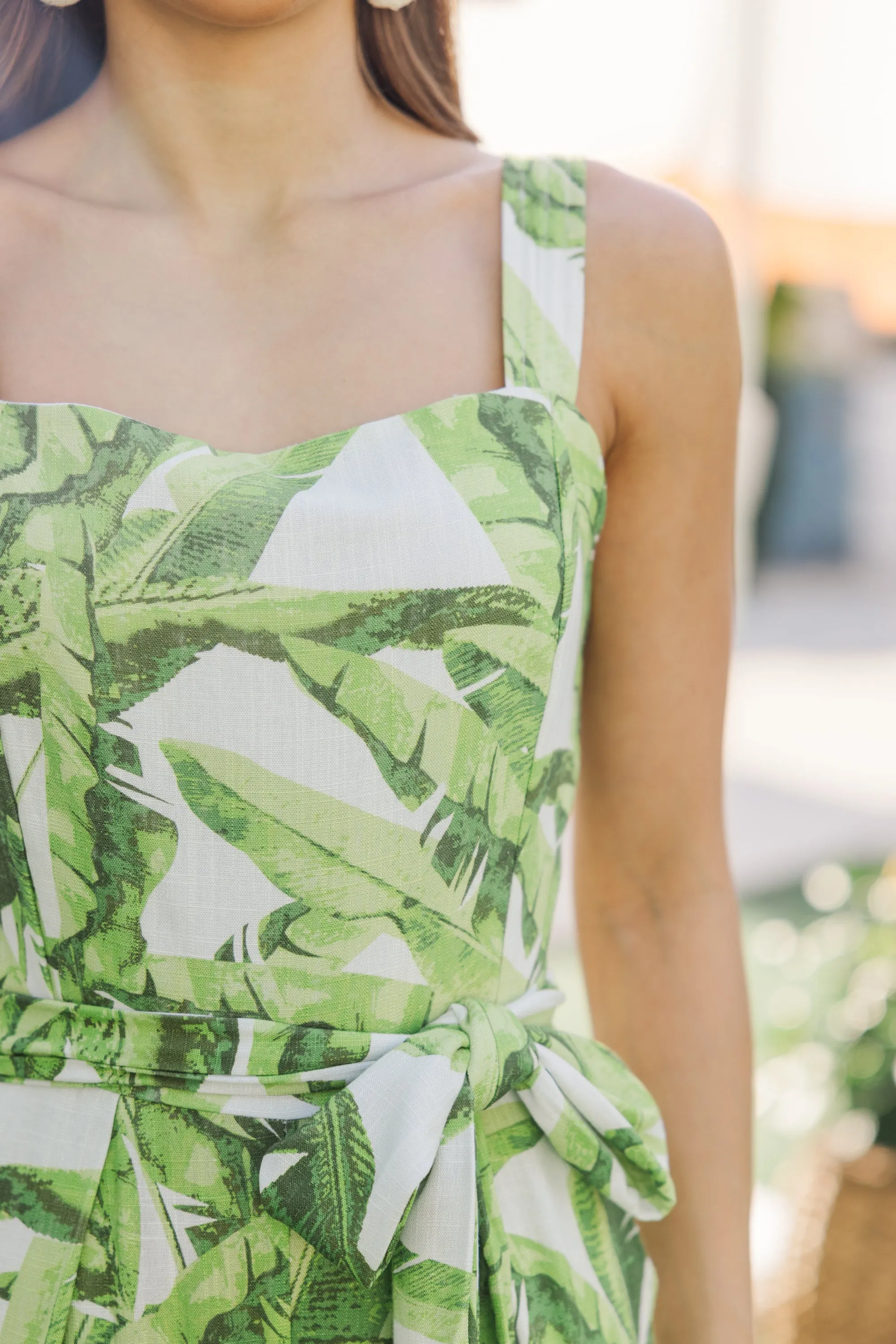 The Tropicana Green Tropical Print Jumpsuit