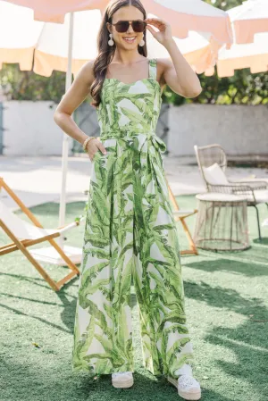 The Tropicana Green Tropical Print Jumpsuit