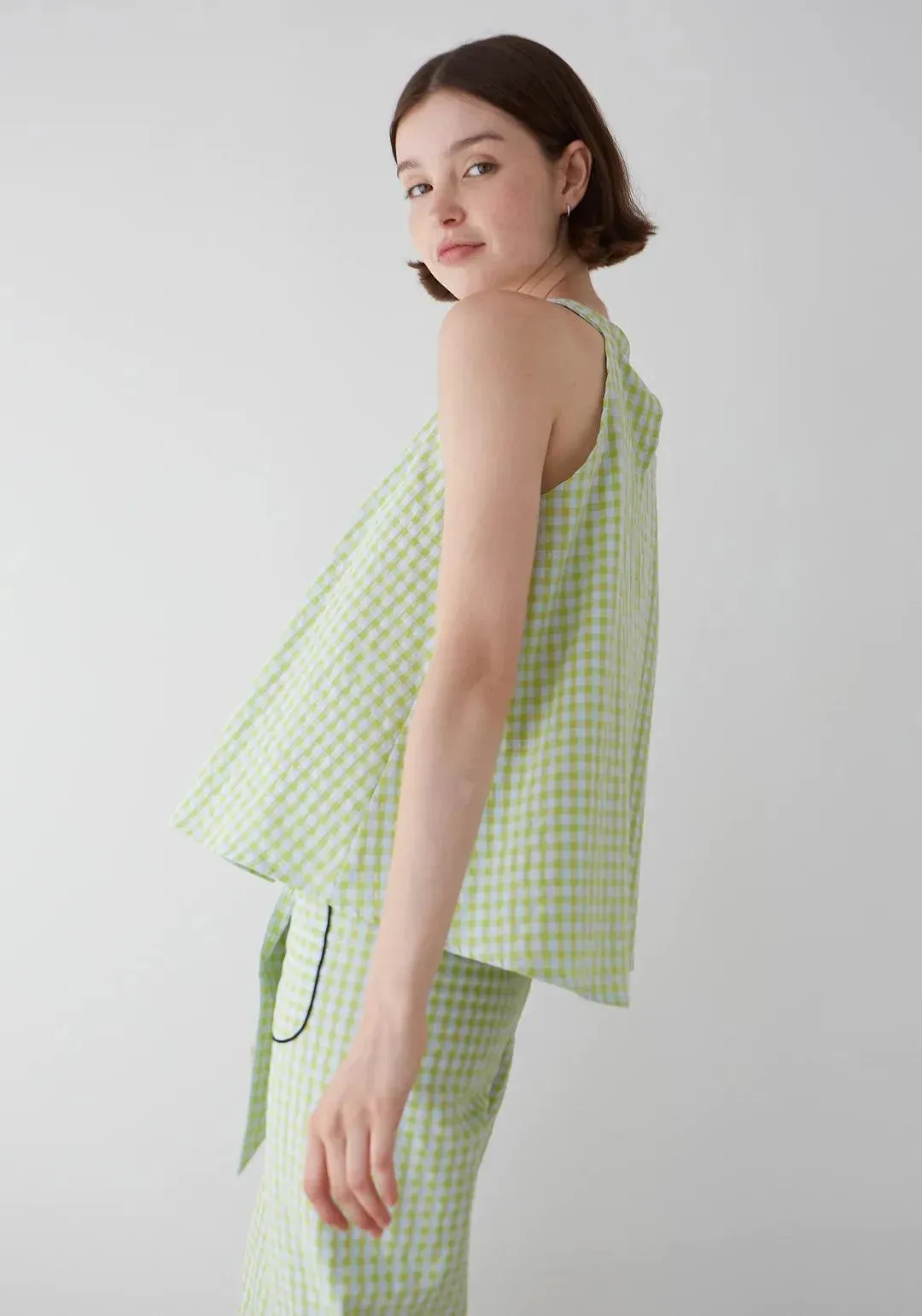 Top Dr Bloom Pool Halter Vichy Verde