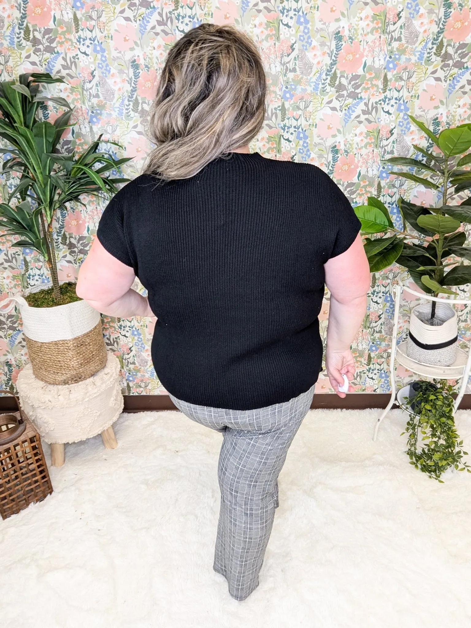 Trey Slim Dress Pants in Black   White Plaid