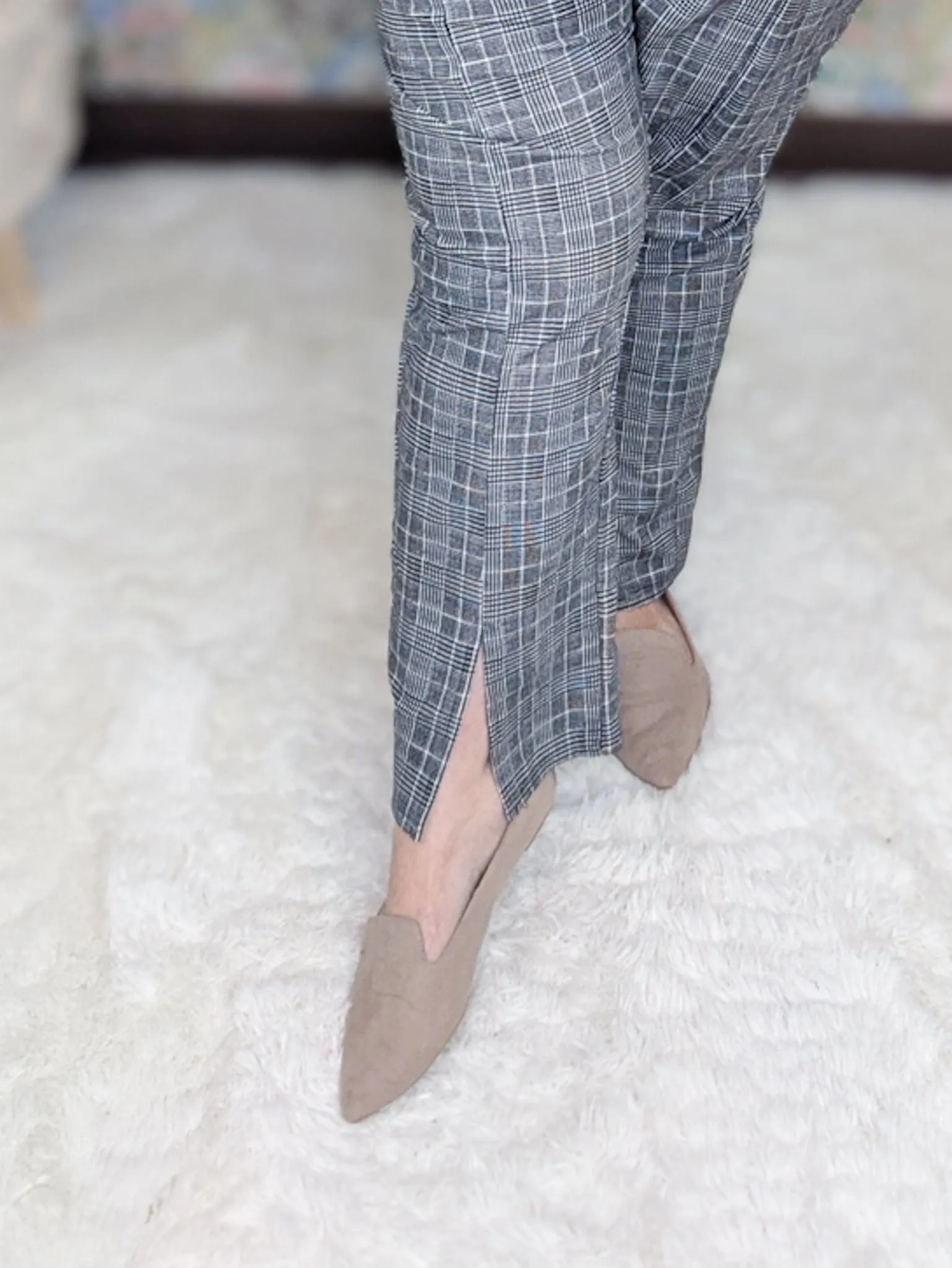 Trey Slim Dress Pants in Black   White Plaid