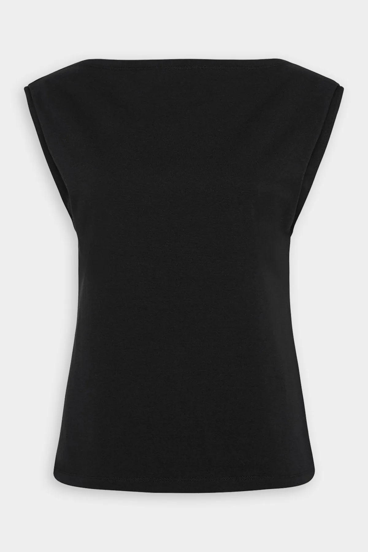 Tuck Shoulder Tee Top in Black