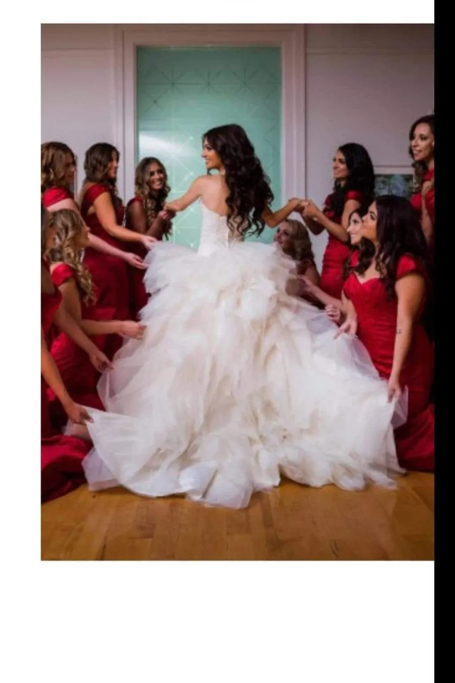 Tulle Ruffles Wedding Dress Ball Gown with Lace Sweetheart Bodice