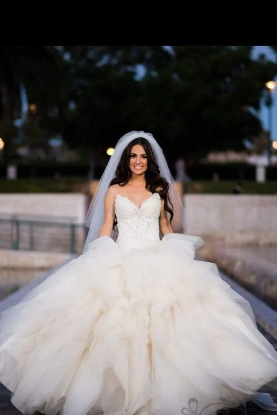 Tulle Ruffles Wedding Dress Ball Gown with Lace Sweetheart Bodice