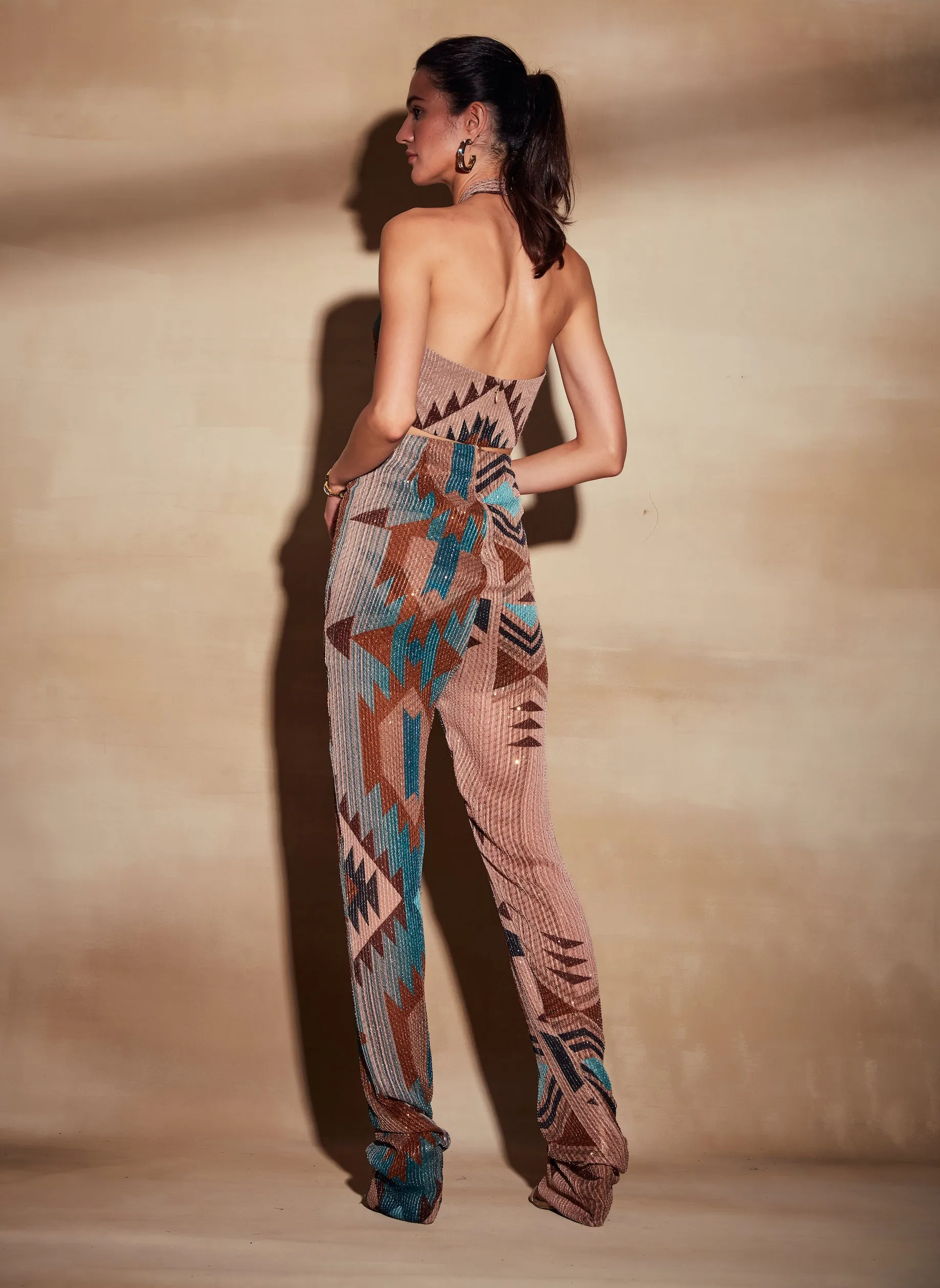 Turquoise Tapis Print Jumpsuit