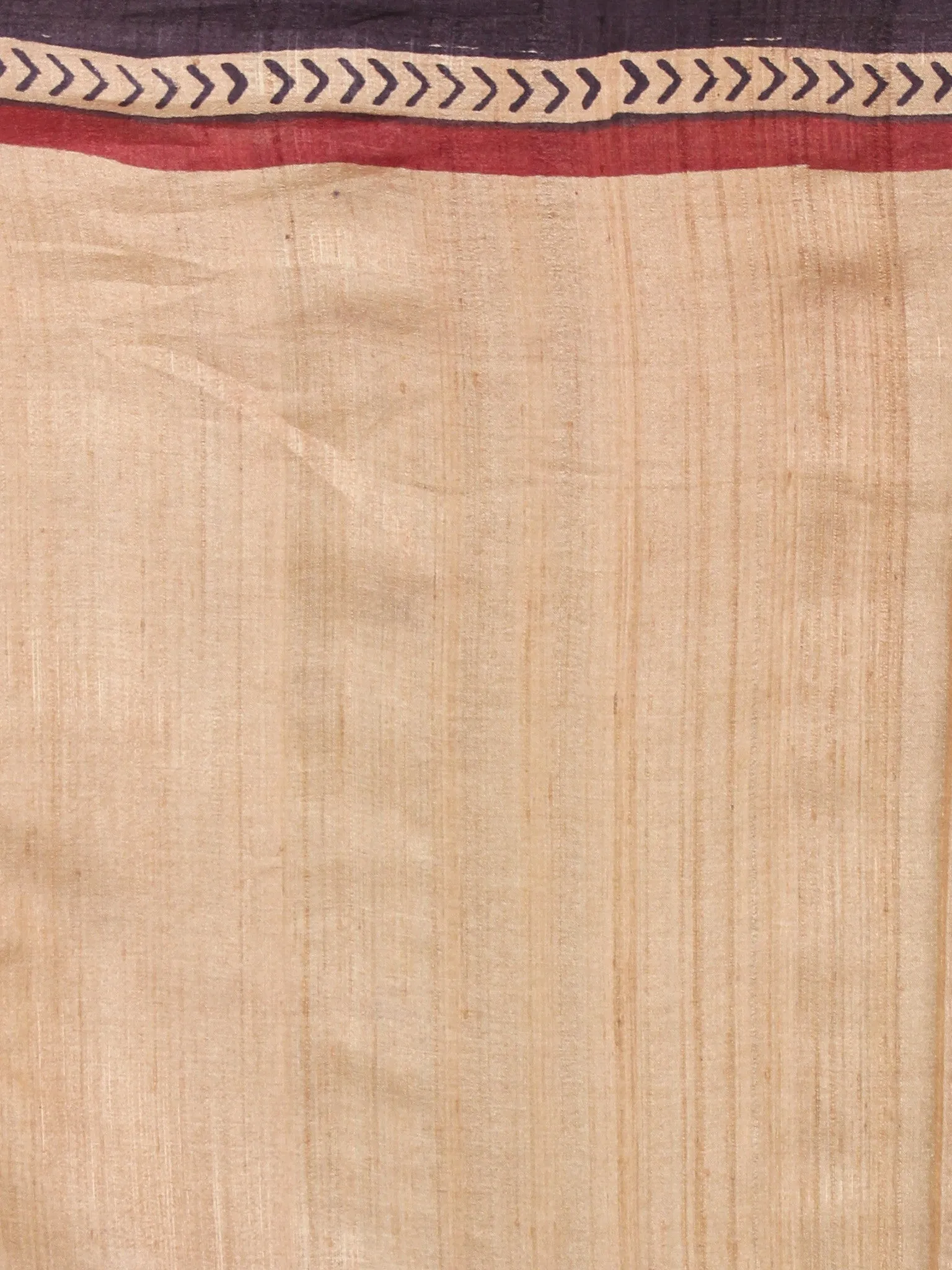 Tussar Handloom Silk Hand Block Printed & Painted Saree in Purple Beige & Maroon - S03170959