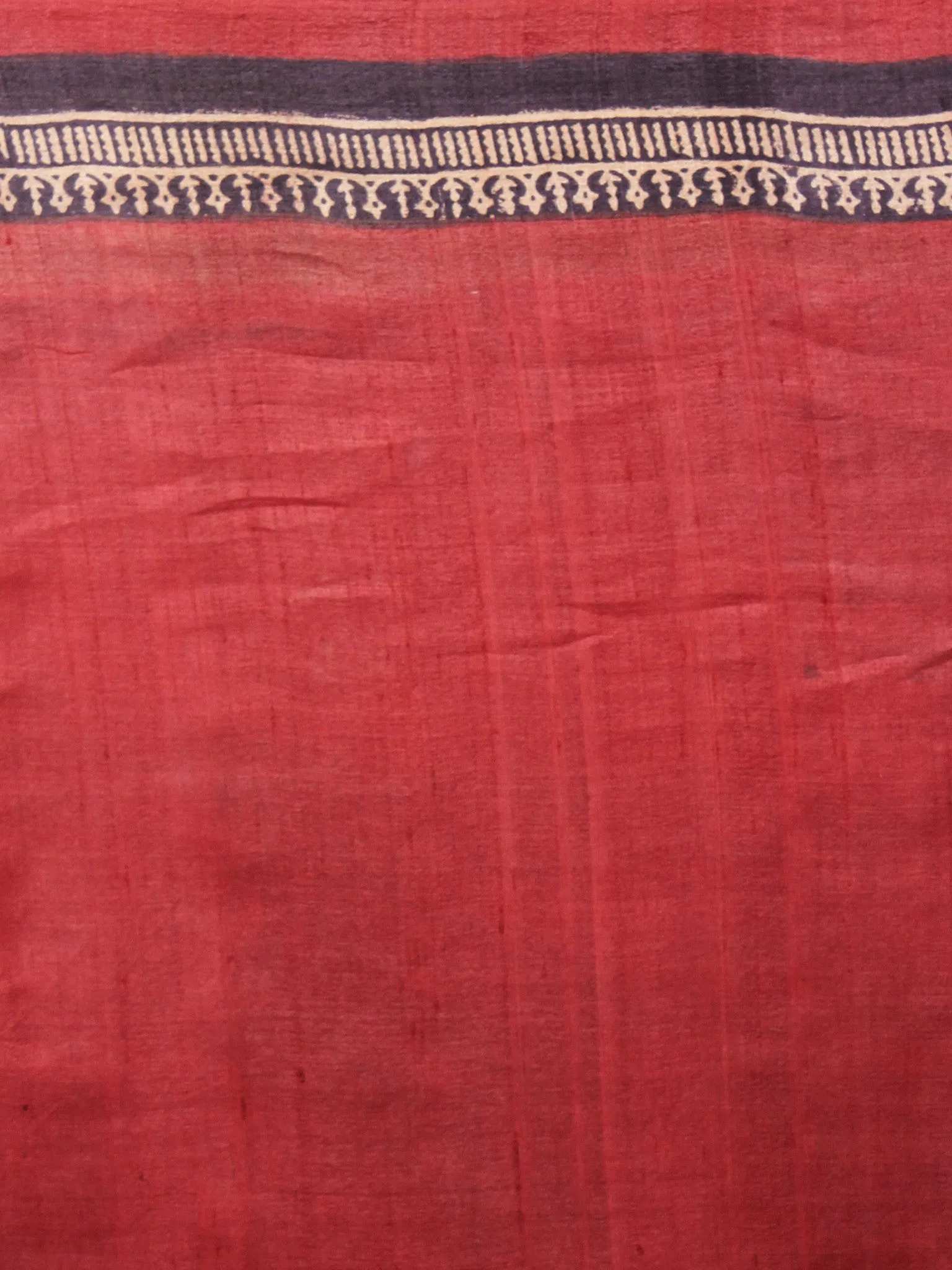 Tussar Handloom Silk Hand Block Printed & Painted Saree in Purple Maroon & Beige- S03170957