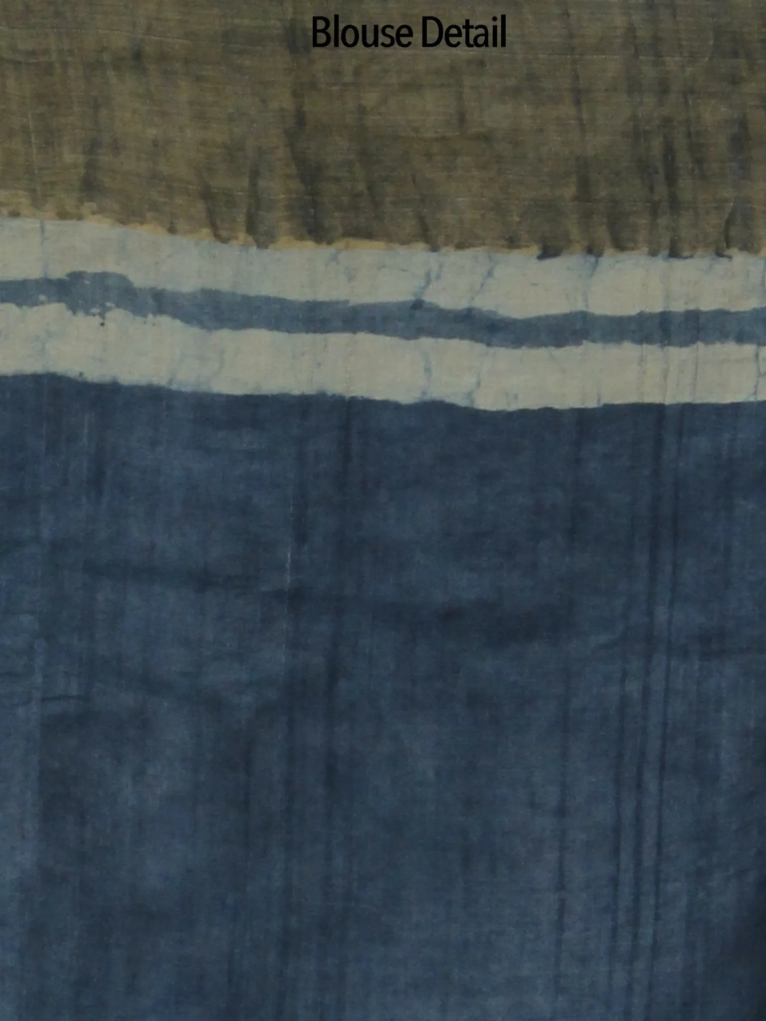 Tussar Handloom Silk Hand Printed Saree in Indigo Ivory - S031702534