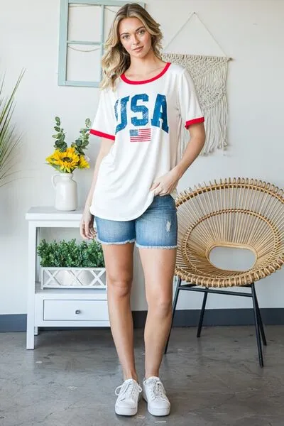 USA Contrast Trim Short Sleeve T-Shirt - Online Exclusive