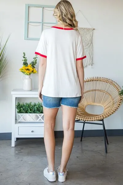 USA Contrast Trim Short Sleeve T-Shirt - Online Exclusive