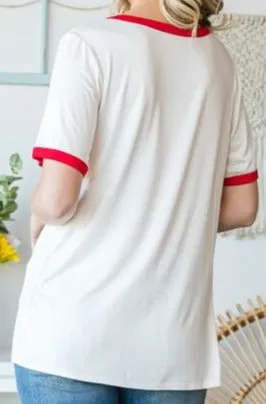 USA Contrast Trim Short Sleeve T-Shirt - Online Exclusive